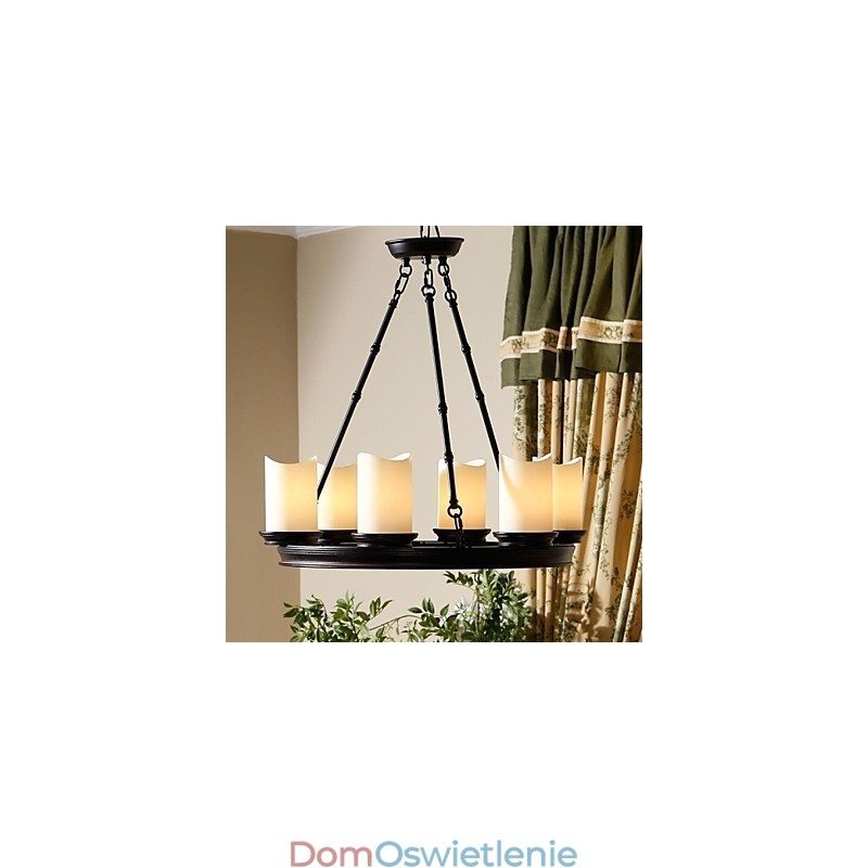 Żyrandol Vintage 6 świateł stal i szkło