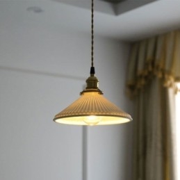 Wisząca lampa ceramiczna w stylu japońskim, lampa wisząca retro plisowana
