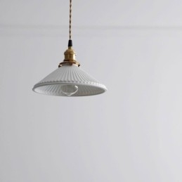 Wisząca lampa ceramiczna w stylu japońskim, lampa wisząca retro plisowana