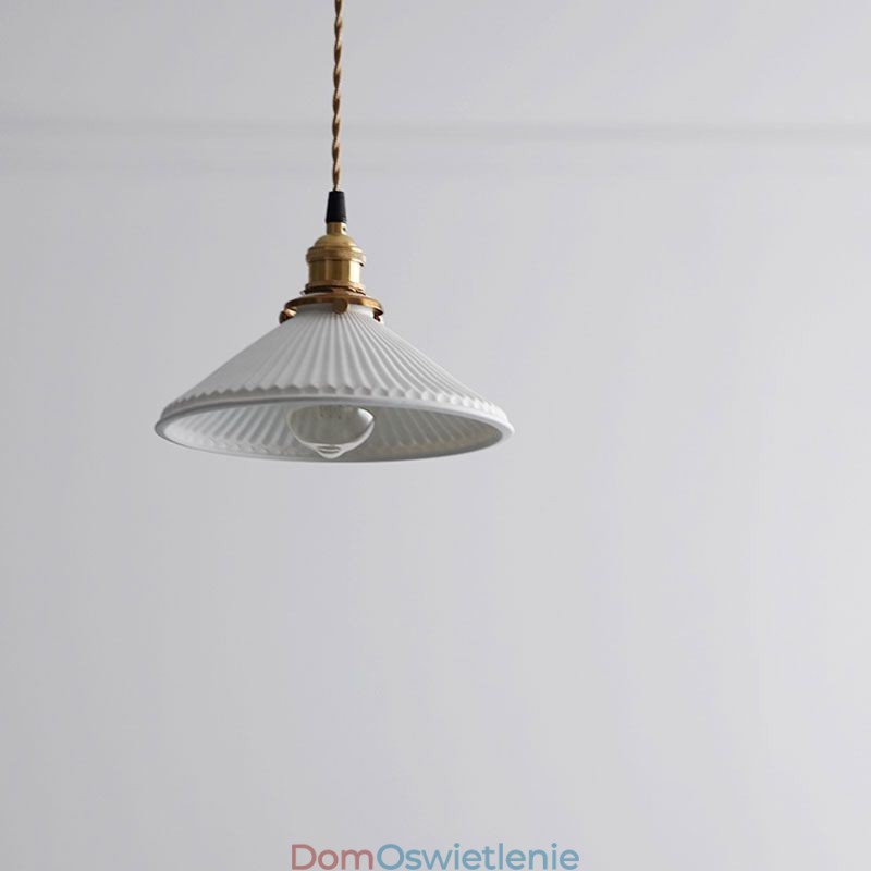 Wisząca lampa ceramiczna w stylu japońskim, lampa wisząca retro plisowana
