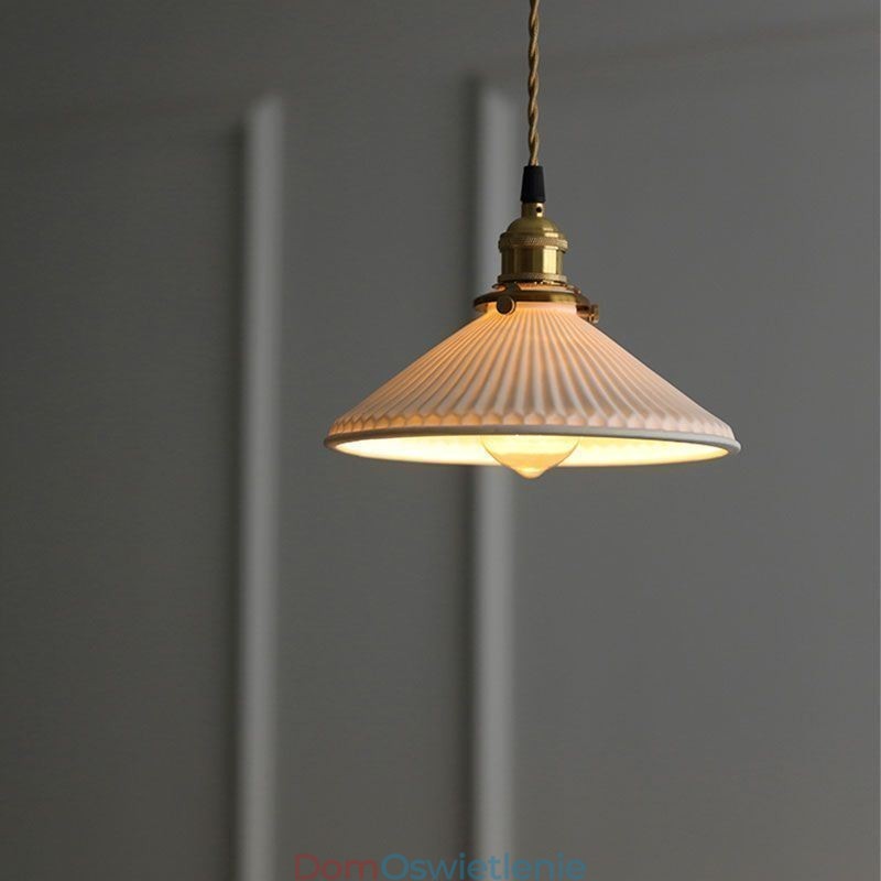 Wisząca lampa ceramiczna w stylu japońskim, lampa wisząca retro plisowana