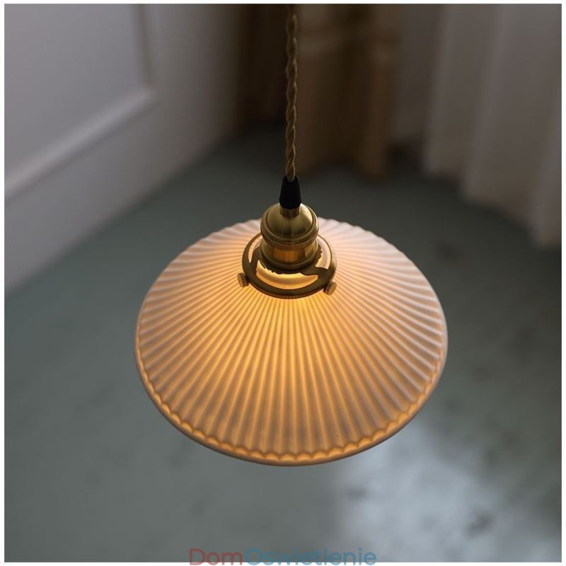 Wisząca lampa ceramiczna w stylu japońskim, lampa wisząca retro plisowana