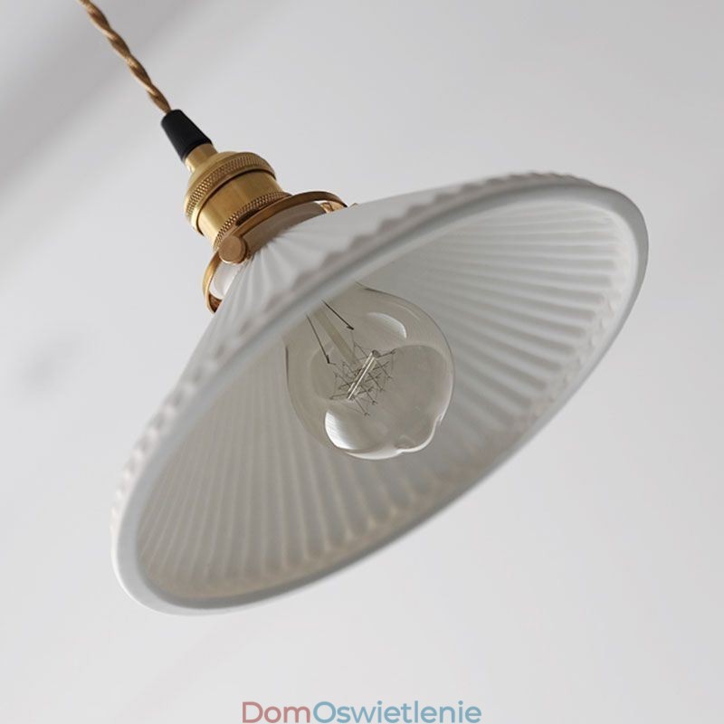Wisząca lampa ceramiczna w stylu japońskim, lampa wisząca retro plisowana