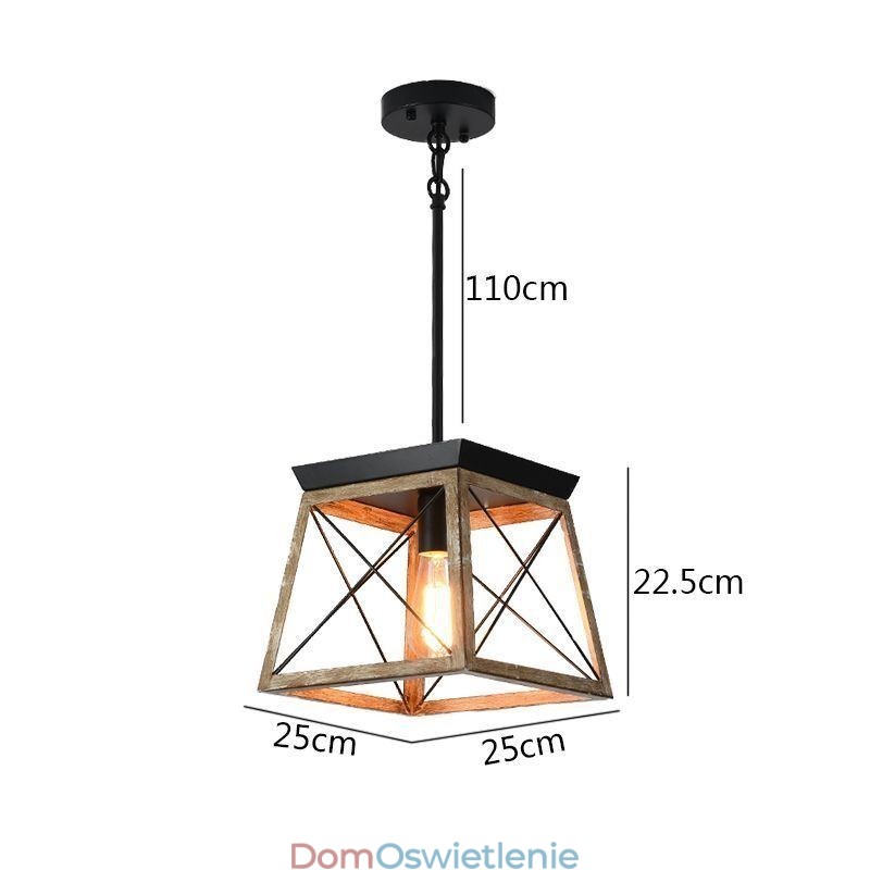 Wisząca lampa w stylu vintage z pojedynczym światłem