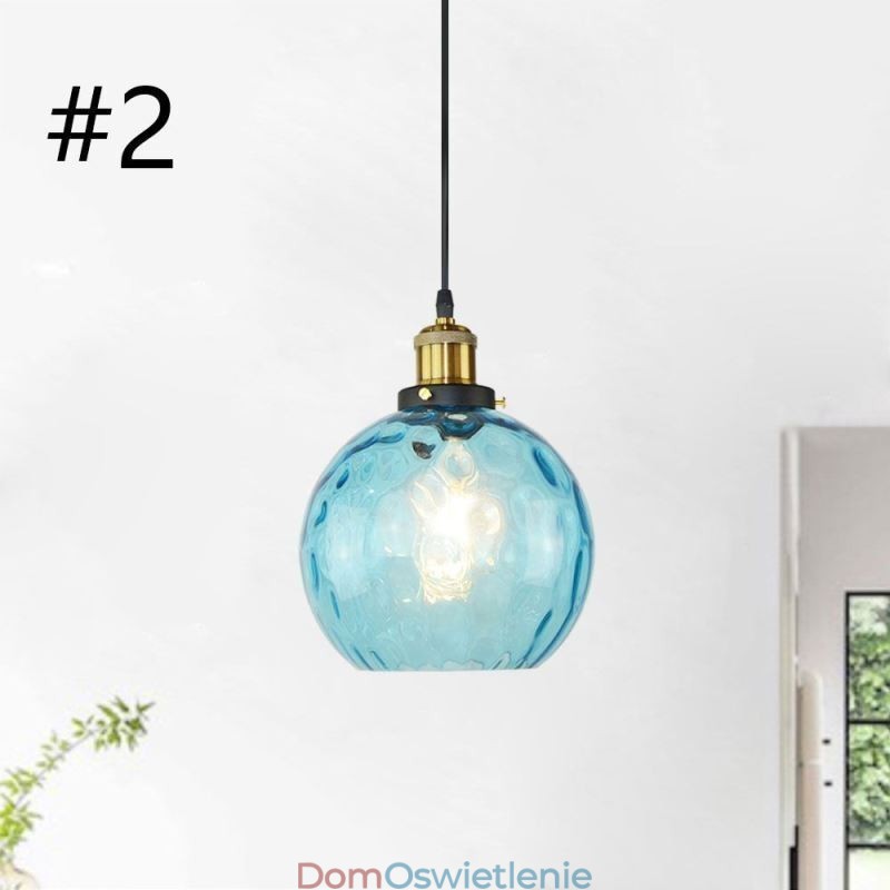 Współczesna szklana lampa wisząca Okrągła szklana lampa wisząca z wzorem wody