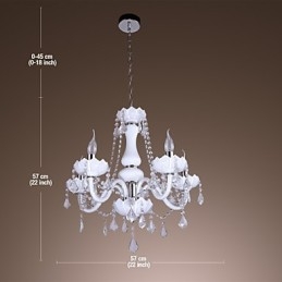 Elegancki kryształowy żyrandol z 5 światłami w kolorze białym