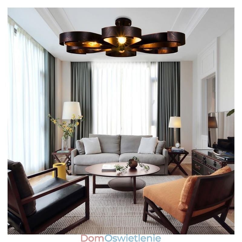 Nowoczesna lampa sufitowa w stylu vintage, żelazna lampa wisząca w kształcie kwiatu