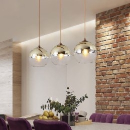 Kreatywna lampa wisząca z żelaza i szkła w kształcie kuli, dekoracyjne oświetlenie