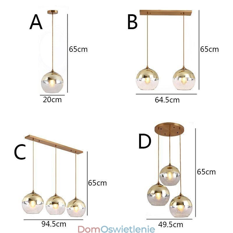 Kreatywna lampa wisząca z żelaza i szkła w kształcie kuli, dekoracyjne oświetlenie