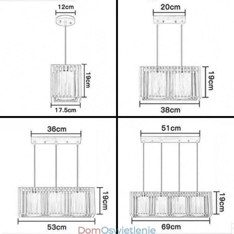 Minimalistyczna lampa wisząca w kształcie klatki z drewna
