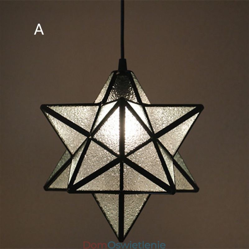 Europejska witrażowa lampa wisząca Kreatywna lampa wisząca w kształcie gwiazdy