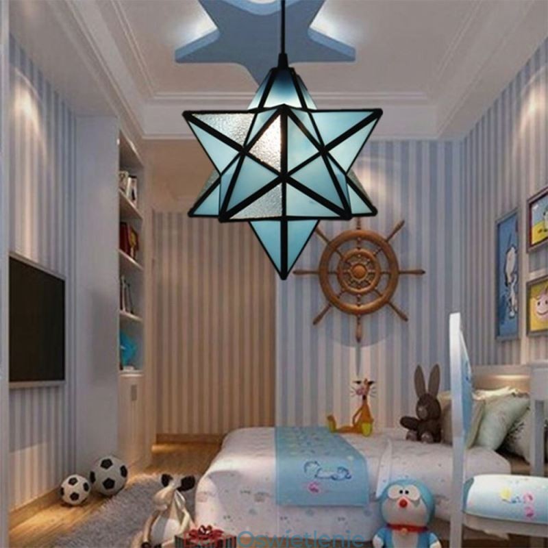 Europejska witrażowa lampa wisząca Kreatywna lampa wisząca w kształcie gwiazdy