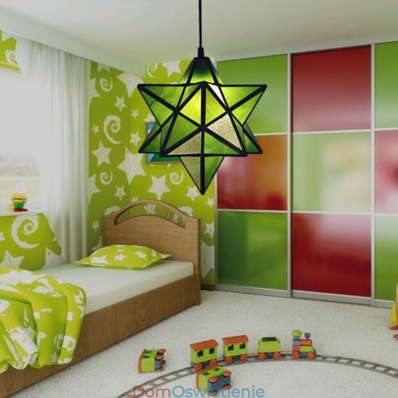 Europejska witrażowa lampa wisząca Kreatywna lampa wisząca w kształcie gwiazdy
