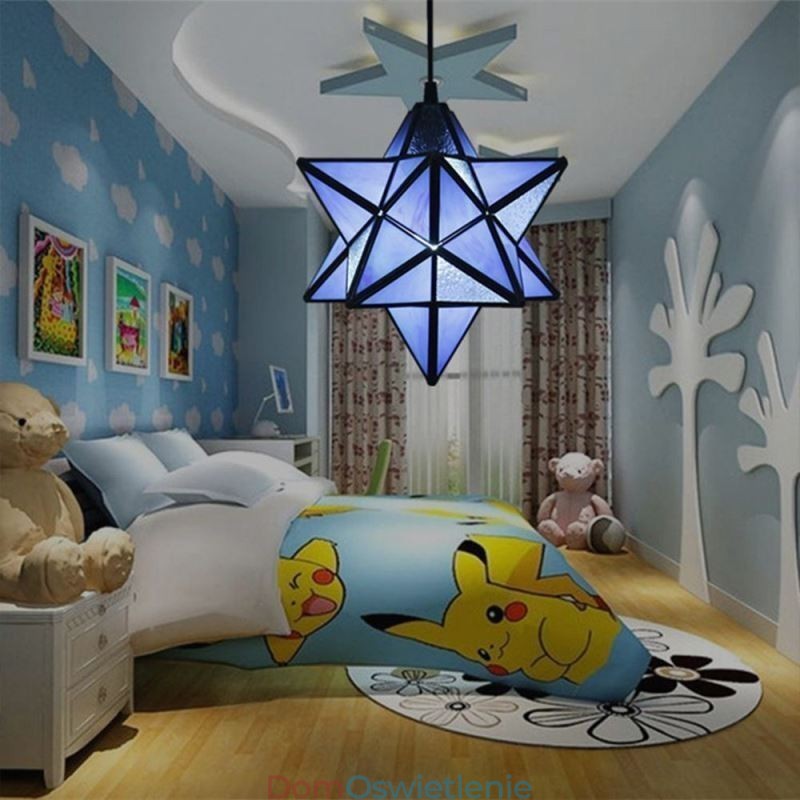 Europejska witrażowa lampa wisząca Kreatywna lampa wisząca w kształcie gwiazdy