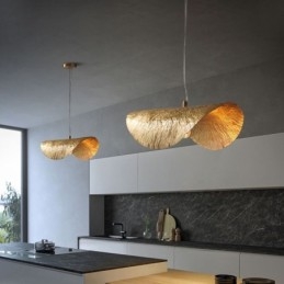 Mosiężna lampa wisząca, nowoczesna minimalistyczna lampa sufitowa w kształcie liścia lotosu