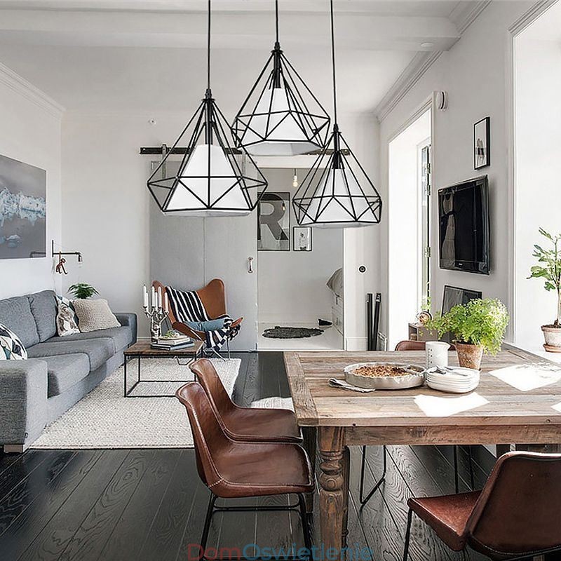 Wisząca lampa w kształcie diamentu, nowoczesna minimalistyczna dekoracyjna oprawa świetlna