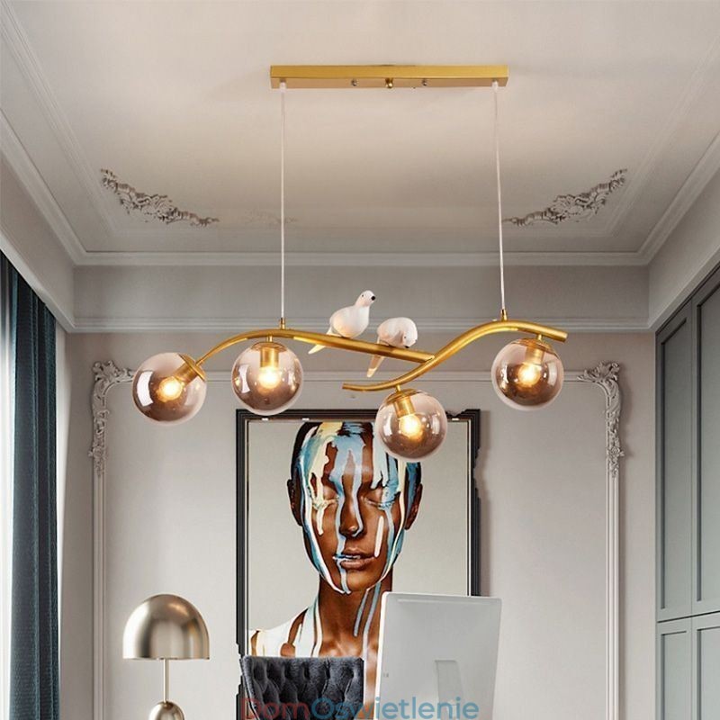 Nowoczesna minimalistyczna lampa wisząca z gałęzi, 4 lampy, dekoracyjna lampa