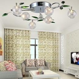 Żyrandol 6 świateł Country Aluminium Szkło Chrom