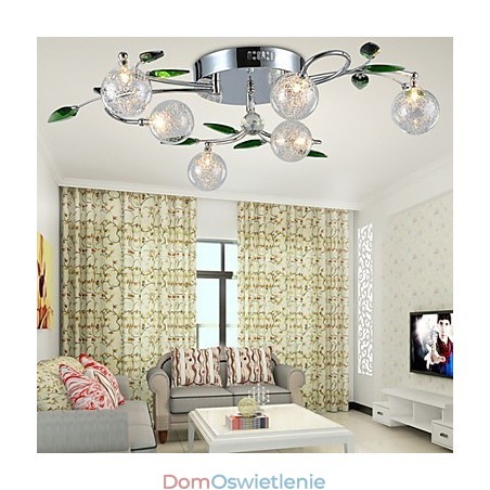 Żyrandol 6 świateł Country Aluminium Szkło Chrom Żyrandol 6 świateł Country Aluminium Szkło Chrom
