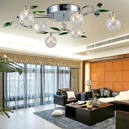 Żyrandol 6 świateł Country Aluminium Szkło Chrom