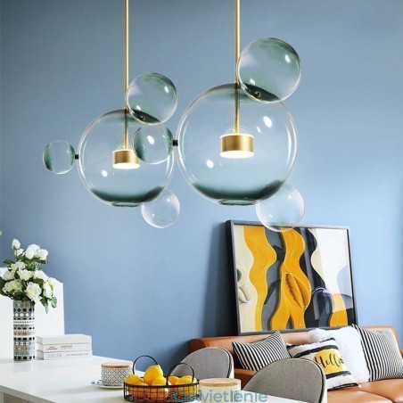 Wisząca lampa Szklana bańka Sufitowa lampa Gradientowa zielona Wisząca lampa Szklana bańka Sufitowa lampa Gradientowa zielona