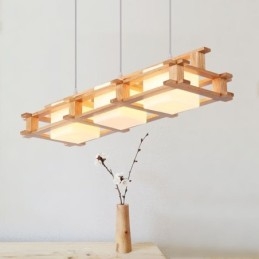 Kreatywna lampa wisząca z 3 światłami z dębu, dekoracyjna lampa sufitowa z drewna, kawiarnia