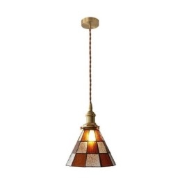 Retro lampa wisząca ze szkła kratowego w stylu japońskim