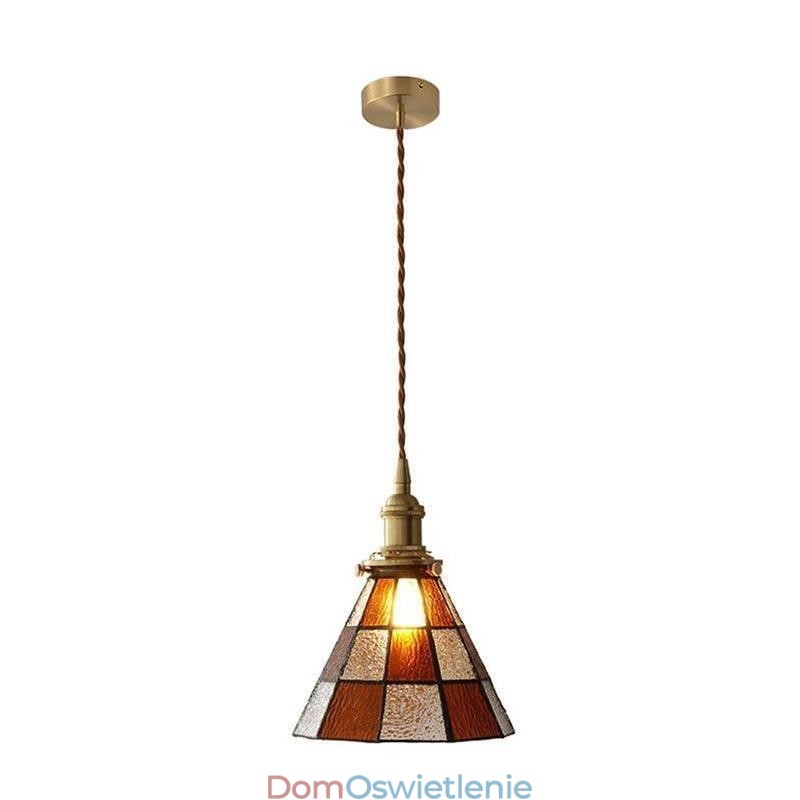 Retro lampa wisząca ze szkła kratowego w stylu japońskim