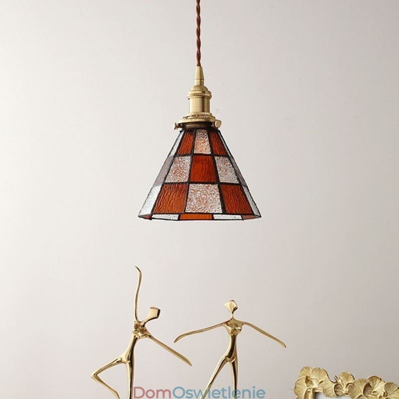 Retro lampa wisząca ze szkła kratowego w stylu japońskim