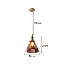 Retro lampa wisząca ze szkła kratowego w stylu japońskim