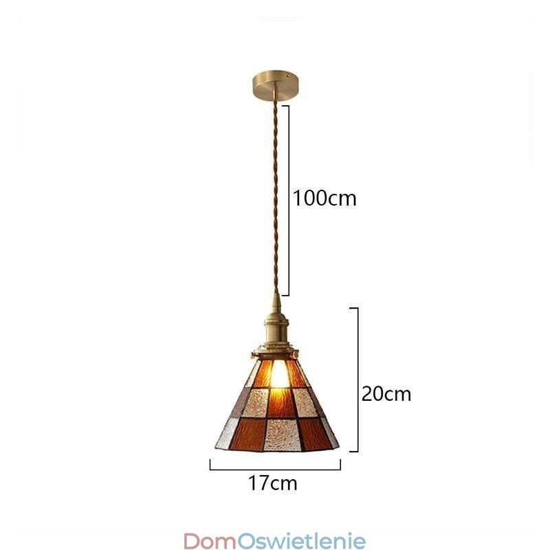 Retro lampa wisząca ze szkła kratowego w stylu japońskim