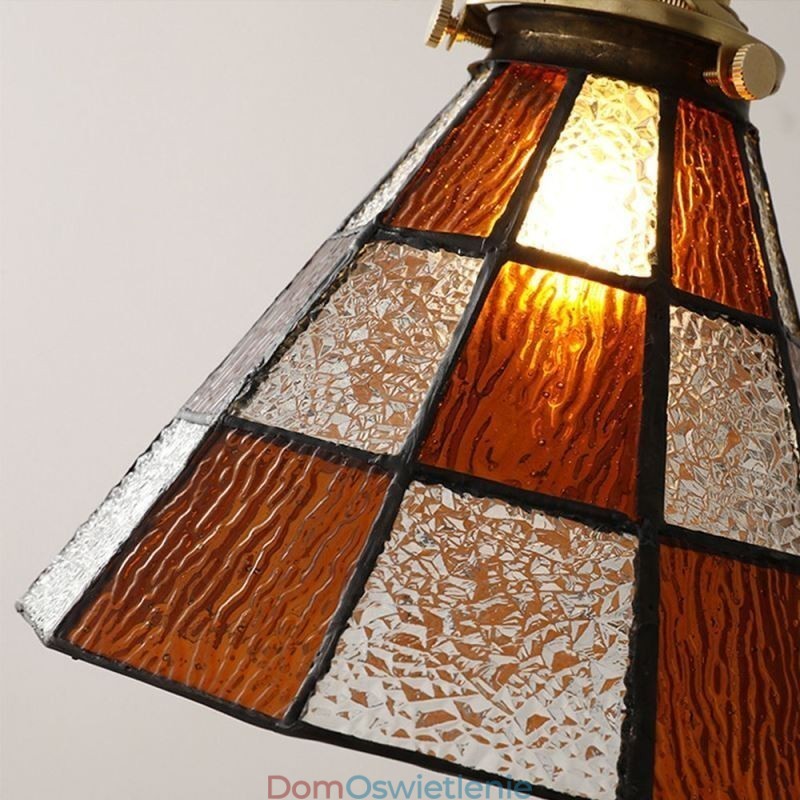 Retro lampa wisząca ze szkła kratowego w stylu japońskim