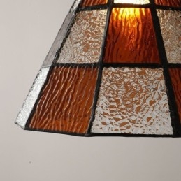 Retro lampa wisząca ze szkła kratowego w stylu japońskim