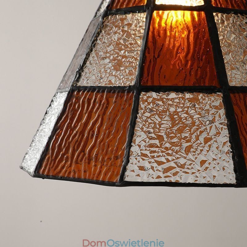 Retro lampa wisząca ze szkła kratowego w stylu japońskim
