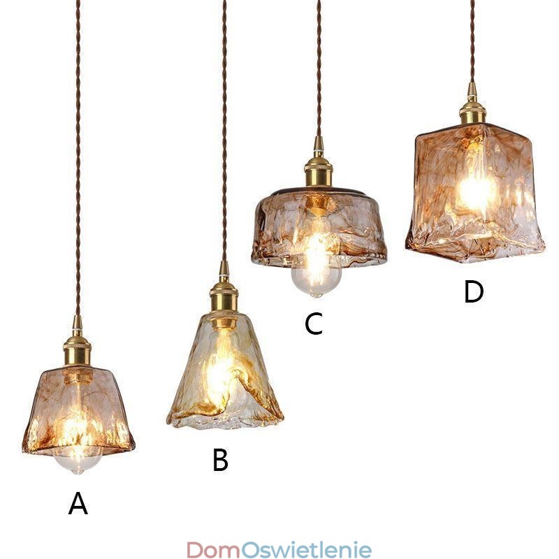 Unikalna Mini Szklana Lampa Wisząca W Stylu Japońskim Bursztynowy Kolor Dekoracyjne Oświetlenie
