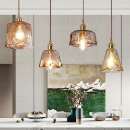 Unikalna Mini Szklana Lampa Wisząca W Stylu Japońskim Bursztynowy Kolor Dekoracyjne Oświetlenie