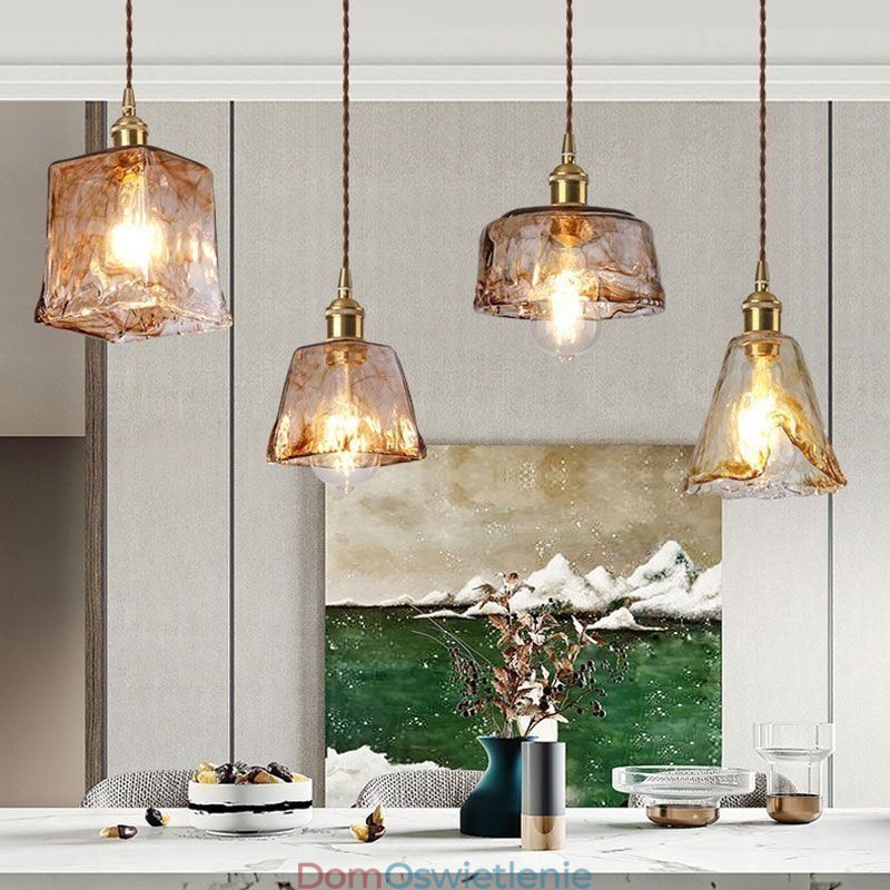 Unikalna Mini Szklana Lampa Wisząca W Stylu Japońskim Bursztynowy Kolor Dekoracyjne Oświetlenie