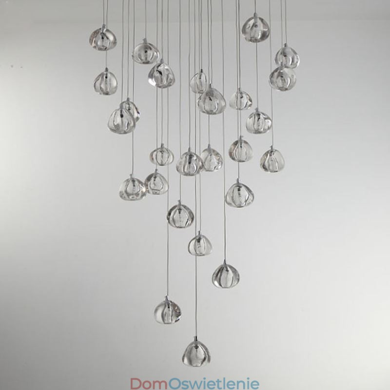 Nowoczesna lampa wisząca z kryształowym klastrem, unikatowy kryształowy klosz do lampy, schody dwustronne