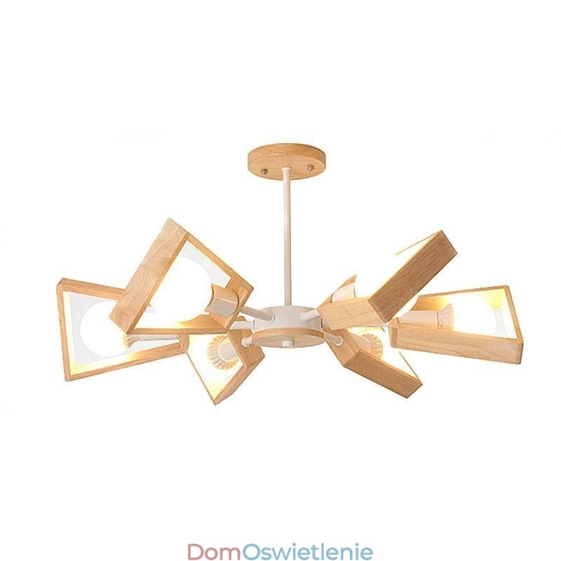 Nowoczesny żyrandol w kształcie wachlarza, elegancka lampa wisząca z drewna