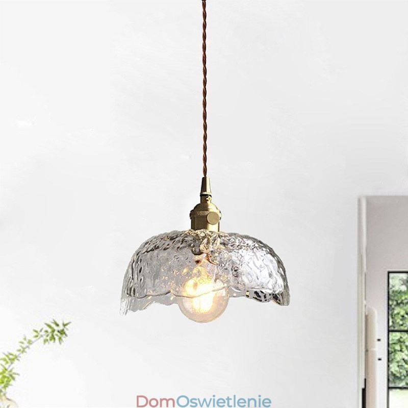 Nieregularna lampa wisząca ze szkła mosiężnego, lampa sufitowa ze szkła młotkowego
