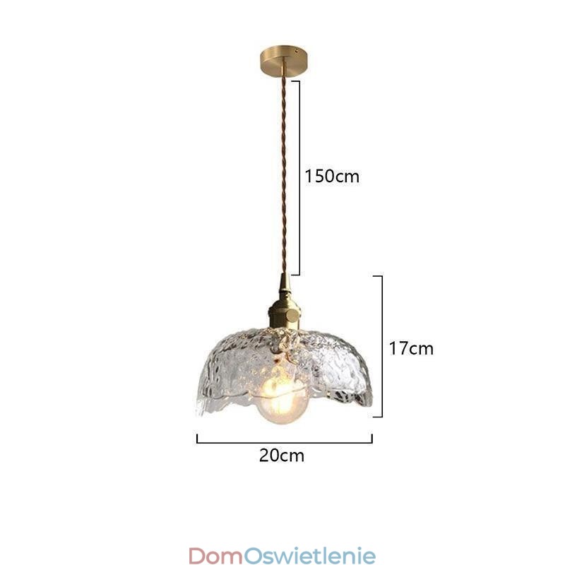 Nieregularna lampa wisząca ze szkła mosiężnego, lampa sufitowa ze szkła młotkowego