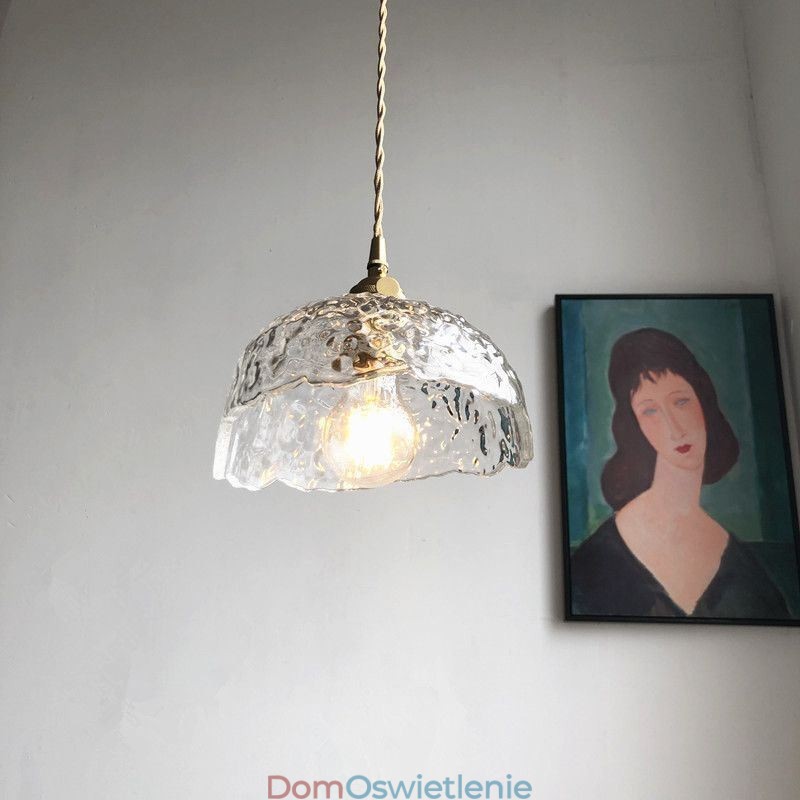 Nieregularna lampa wisząca ze szkła mosiężnego, lampa sufitowa ze szkła młotkowego