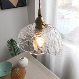 Nieregularna lampa wisząca ze szkła mosiężnego, lampa sufitowa ze szkła młotkowego