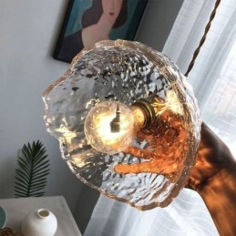 Nieregularna lampa wisząca ze szkła mosiężnego, lampa sufitowa ze szkła młotkowego