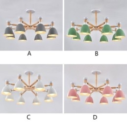 Nordic Macaron Wisząca lampa Kreatywny żyrandol z drewna