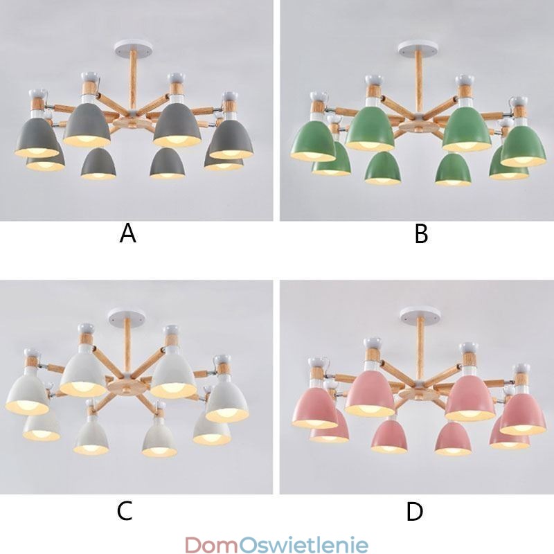 Nordic Macaron Wisząca lampa Kreatywny żyrandol z drewna