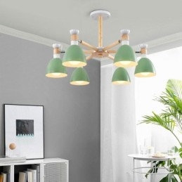 Nordic Macaron Wisząca lampa Kreatywny żyrandol z drewna