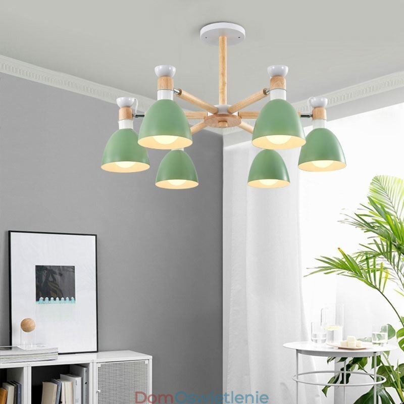 Nordic Macaron Wisząca lampa Kreatywny żyrandol z drewna