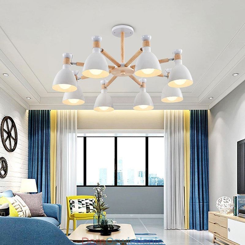 Nordic Macaron Wisząca lampa Kreatywny żyrandol z drewna