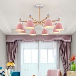 Nordic Macaron Wisząca lampa Kreatywny żyrandol z drewna